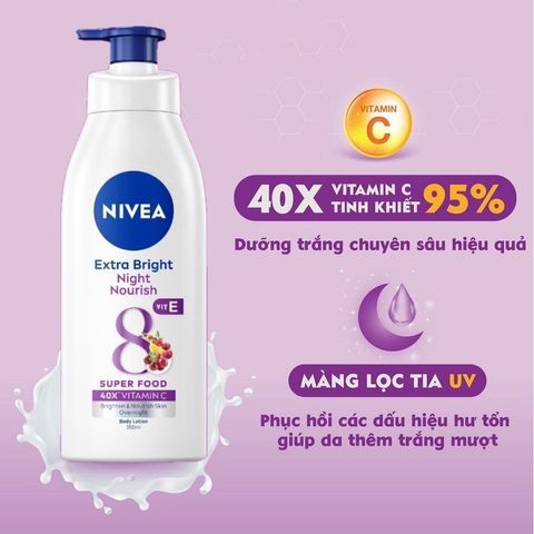 [B E B U] Sữa Dưỡng Thể Nivea Dưỡng Trắng Da Ngày và Đêm 350ml - Dưỡng Ẩm Và Làm Sáng Da Tự Nhiên