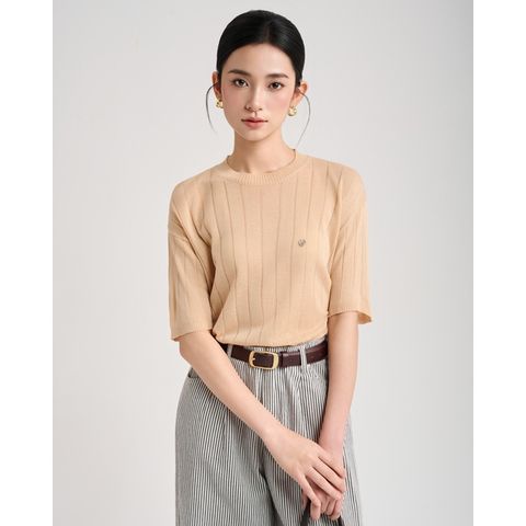 [LOHNT] Áo thun nữ tay ngắn, vải sheer Hàn Quốc/ Sheer Short-Sleeve T-Shirt - LT019