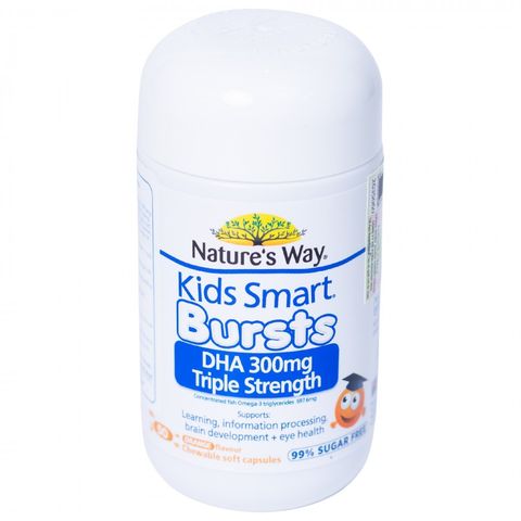 Nature's Way Kids Smart Bursts DHA 300mg Triple Strength - Bổ sung DHA, hỗ trợ tốt cho não bộ và mắt (Hộp 50v)