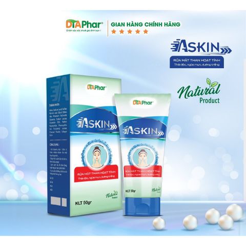 Sữa rửa mặt than hoạt tính Askin Giúp sạch da hạn chế mụn tích tụ trên da lâu ngày Tuýp 50g