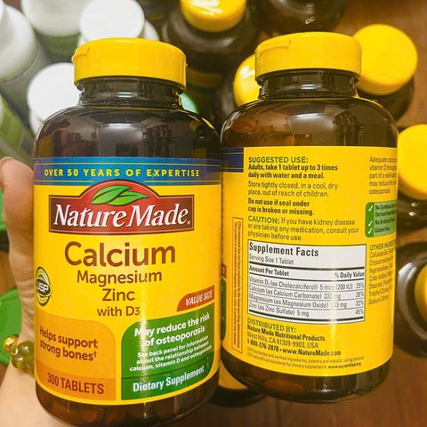 Canxi + Magie + Kẽm + D3 Nature Made USA 300 viên