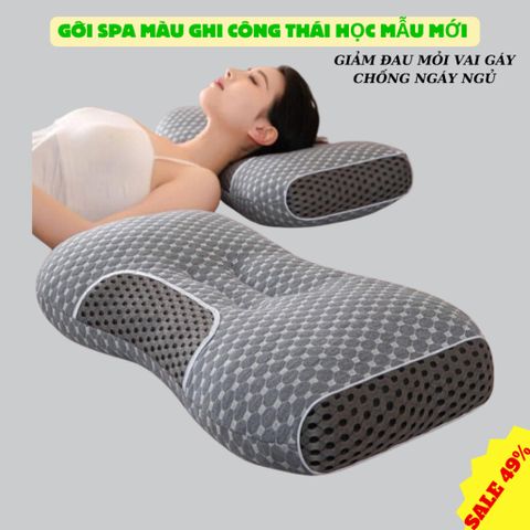 Gối ngủ Spa chống đau vai gáy vải bông chống ngáy, giúp cải thiện giấc ngủ