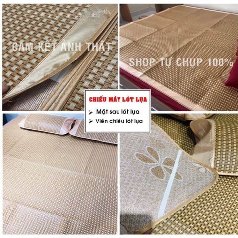 Chiếu Điều Hoà Sợi Mây Lót Lụa Cao Cấp Chiếu Có Chun Cài Góc