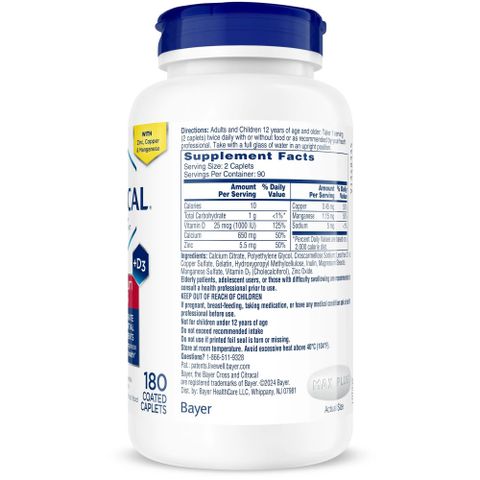 Citracal Maximum Plus + D3 - 180 Viên Bổ Sung Canxi Hữu Cơ Từ Mỹ, Hỗ Trợ Xương Khớp, Hấp Thu Canxi Tối Ưu