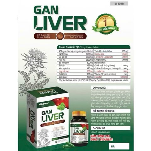Viên uống Gan LIVER có cà gai leo hỗ trợ bảo vệ gan tối ưu (Chai 30 viên)