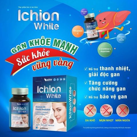 Viên uống Ichion White hỗ trợ giảm mụn,mẩn ngứa,detox gan (Chai 30 viên)