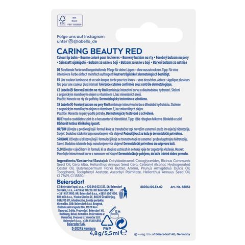 [Bill Đức] Son dưỡng môi có màu Labello Caring Beauty Red - Dưỡng Ẩm Môi Màu Đỏ Tươi Sáng