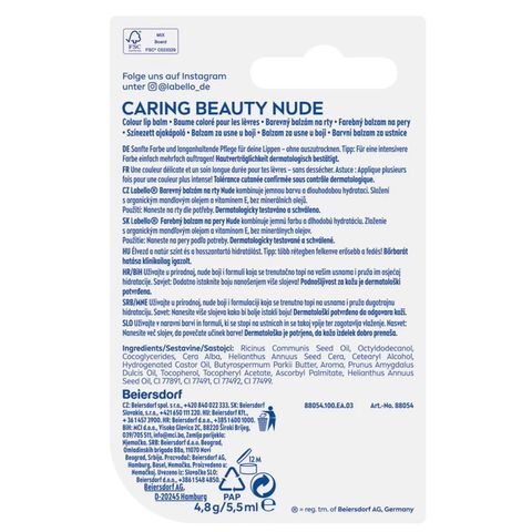 [Bill Đức] Son Dưỡng Môi có màu Labello Caring Beauty Màu Nude, 4.8 g