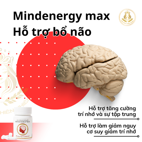 Viên uống bổ não, cải thiện trí nhớ MINDENERGY MAX. Từ dược liệu quý. Hỗ trợ giảm căng thẳng mệt mỏi, ngủ sâu giấc 30 viên/Hộp
