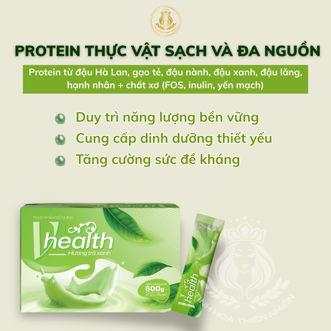 Ngũ cốc dinh dưỡng vị match VHEALTH bản nâng cấp, vị ngon hơn. Tăng cường sức khỏe, miễn dịch. Hỗ trợ tiêu hóa khỏe (20 gói x 25g/gói) 647796