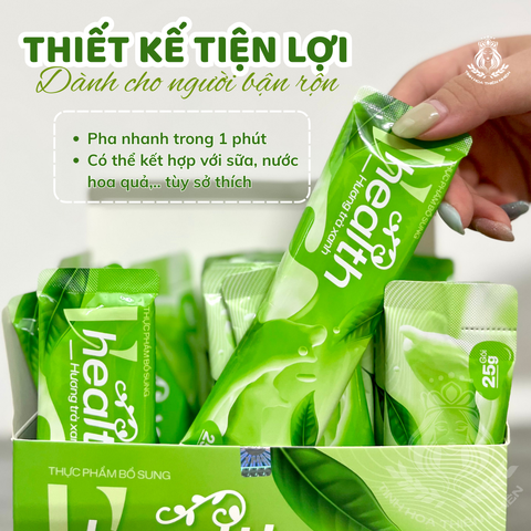 Ngũ cốc dinh dưỡng vị match VHEALTH bản nâng cấp, vị ngon hơn. Tăng cường sức khỏe, miễn dịch. Hỗ trợ tiêu hóa khỏe (20 gói x 25g/gói) 647796