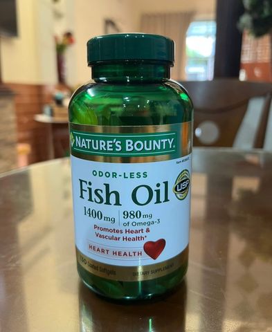 Viên Uống Dầu Cá Nature's Bounty Fish Oil 1400mg - 130 Viên Hỗ Trợ Tim Mạch, Tăng Cường Trí Não - Dễ Uống, Không Mùi 648005