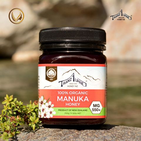 Mật ong Manuka hữu cơ MG650+ TranzAlpine 100% Organic Manuka Honey 250g
