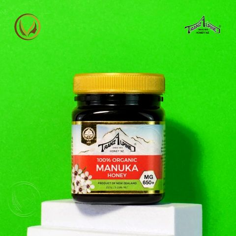 Mật ong Manuka hữu cơ MG650+ TranzAlpine 100% Organic Manuka Honey 250g