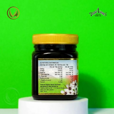 Mật ong Manuka hữu cơ MG650+ TranzAlpine 100% Organic Manuka Honey 250g
