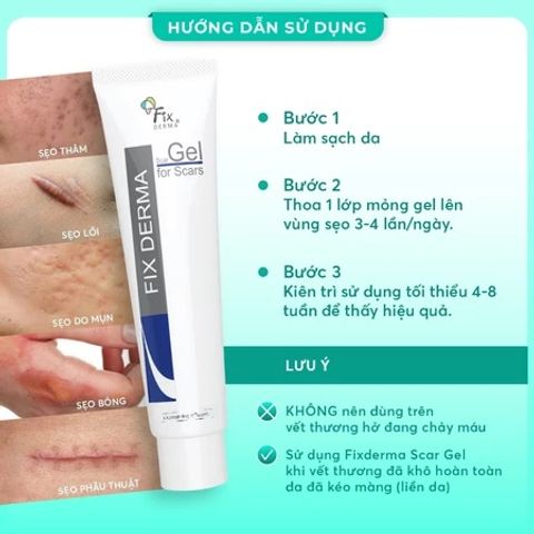 Kem bôi Fixderma Scar Gel hỗ trợ làm mờ vết sẹo, dưỡng ẩm da (7ml)