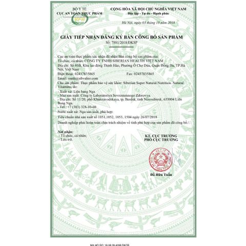 Thực phẩm Siberian Wellness Super Vitamins, Bổ sung vitamin và khoáng chất thiết yếu cho cơ thể