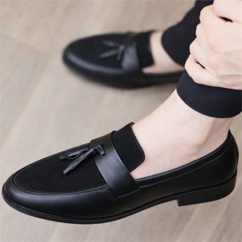 Giày lười nam DAVINCIA boy phố, Giầy da mềm gắn chuông đế cao su cao 3cm chống trơn trượt có khâu