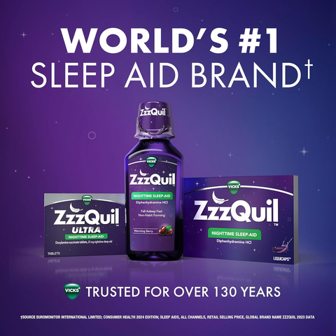 Siro ZzzQuil Nighttime Sleep Aid - Giải pháp hỗ trợ giấc ngủ dành cho người khó ngủ 354 ml