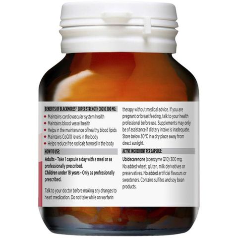 (30 Viên) Viên uống CoQ10 cho tim mạch Blackmores CoQ10 Super Strength 300mg Chính hãng