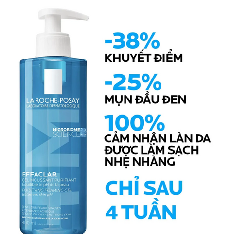 Gel Rửa Mặt  LA ROCHE Tạo Bọt Làm Sạch Dành Cho Da Dầu Nhạy Cảm - EFFACLAR PURIFYING FOAMING GEL FOR OILY SENSITIVE SKIN