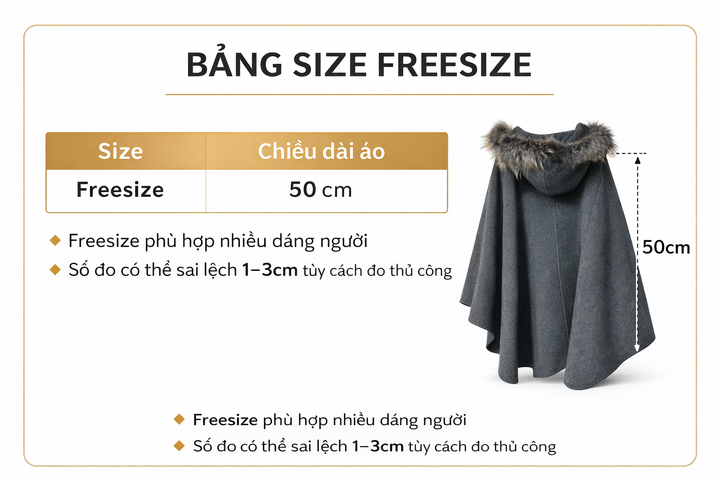 Áo choàng dạ ép phối lông kiểu dáng rộng