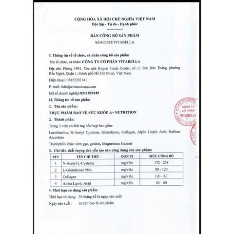 BẢO HÀNH 3 THÁNG - Viên Uống Trắng Da Giảm Sạm Nám Chống Lão Hoá WHITE Collection A+ Nutrition Hộp 60 Viên