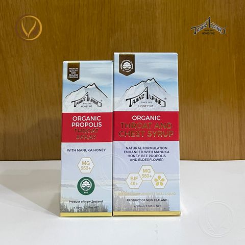 Siro giảm ho, đau họng MGO650+ TranzAlpine Organic Throat And Chest Syrup 100ml