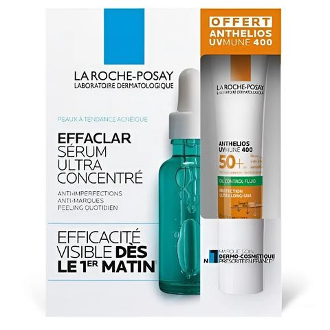 Set Serum La Roche-Posay Effaclar 30ml & Kem Chống Nắng Anthelios UVMUNE 400 15ml - Giảm Mụn, Bảo Vệ Da Tối Ưu cho Da Dầu, Mụn