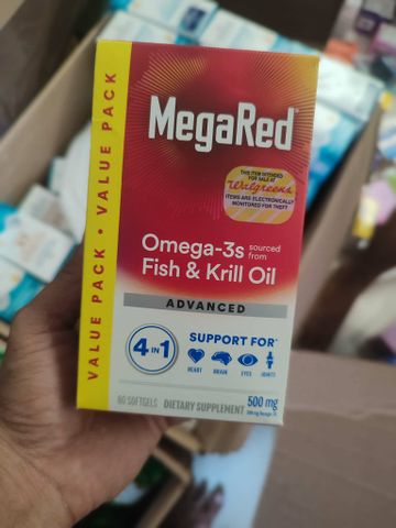 megared krill oil Dầu tôm Schiff MegaRed Advanced 4in1 Omega-3 Fish + Krill Oil hỗ trợ mắt não tim mạch và xương khớp 729792