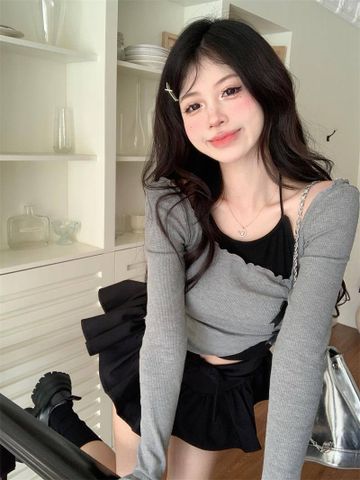 Áo croptop đính nơ xinh xắn sexy đáng yêu cho nữ