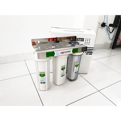 Bộ lọc nước sinh hoạt 3 cốc lọc đầy đủ giá đỡ và tay vặn