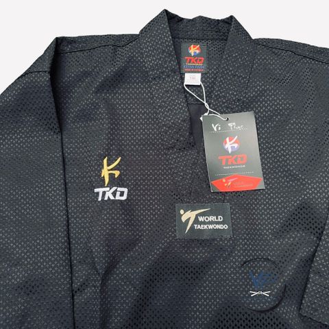 Võ Phục Taekwondo Full Đen K vải kim cương biểu diễn, tập luyện, thi đấu thể thao cao cấp, thoáng mát