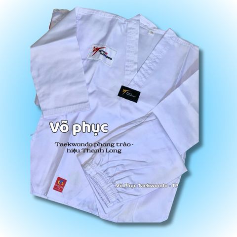 [ Tặng Kèm Đai Trắng ] Võ Phục Taekwondo Phong Trào Cổ Trắng Vải Kaki