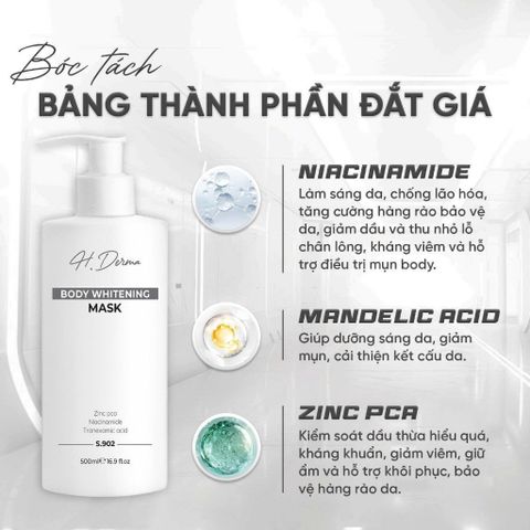 💗 H.Derma Body Whitening Mask – Kem Tắm Trắng, Ủ Trắng & Dưỡng Trắng Da Toàn Thân (300ml) 💗