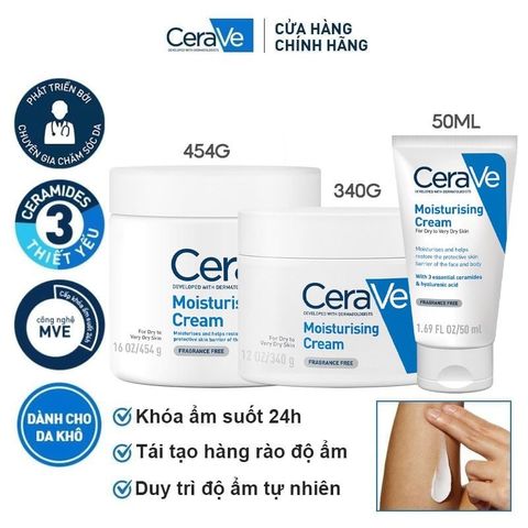 Kem Dưỡng Ẩm CeraVe Dành Cho Da Khô 50ml - Giải Pháp Chăm Sóc Da Khô Mịn Màng, Hấp Thụ Nhanh, Làm Da Tươi Trẻ