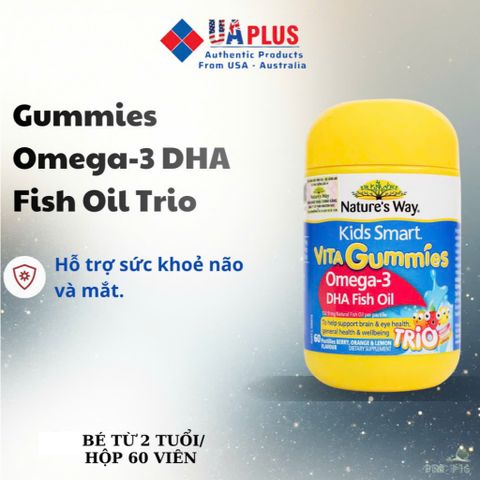 [Nhập khẩu chính ngạch] Nature's Way Kids Smart Vita Gummies Omega-3 DHA Fish Oil Trio - Hỗ trợ sức khỏe não và mắt (60
