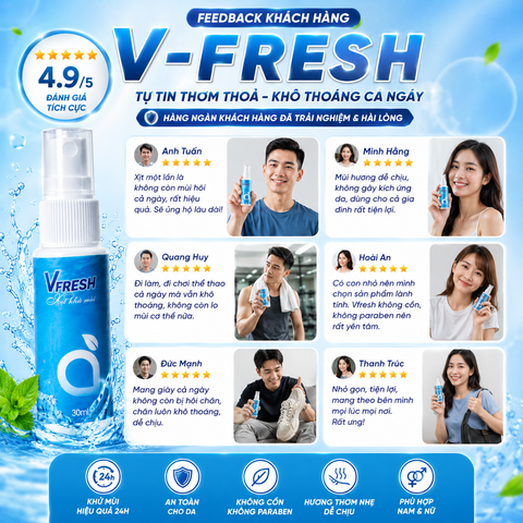 Xịt Khử Mùi Vfresh Thơm Mát Giảm Mùi Hôi Cơ Thể Nam Nữ 30ml