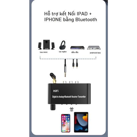 Bộ thu Bluetooth Lossless HiFi Bộ phát USB âm thanh kỹ thuật số Giải mã analog sợi quang đồng trục