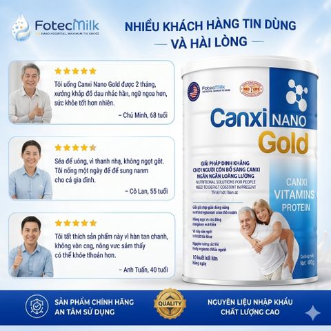 Sữa Canxi Nano Gold FotecPharm 900g Sữa Dinh Dưỡng Bổ Sung Canxi Cho Người Lớn Tuổi Ít NgọtFotecMilk