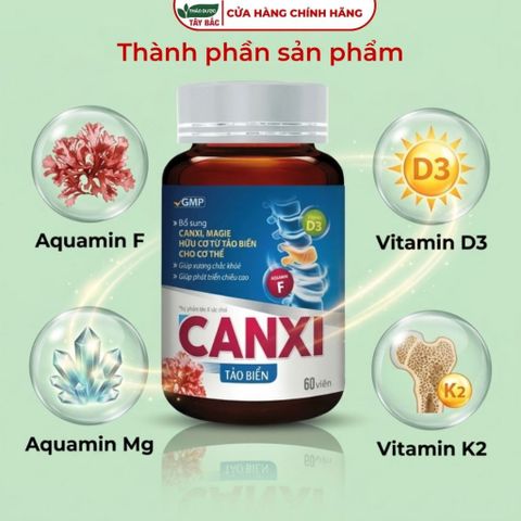 Viên uống CANXI TẢO BIỂN HỮU CƠ MÁT (Có chứa D3 K2) cho cả gia đình - Giúp Tăng Chiều Cao, Xương Chắc Khỏe