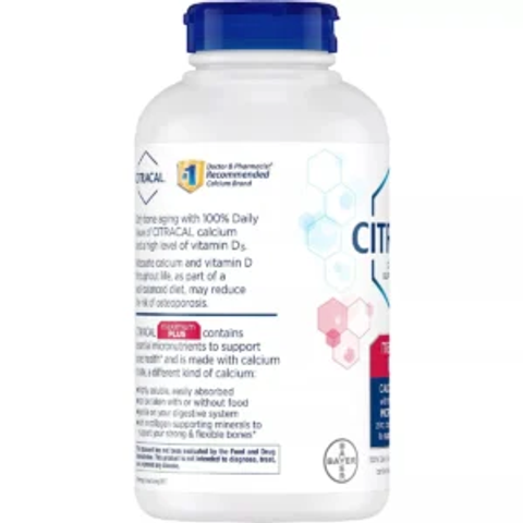 Viên Canxi Citracal Calcium Citrate D3 Maximum 280 viên Mỹ