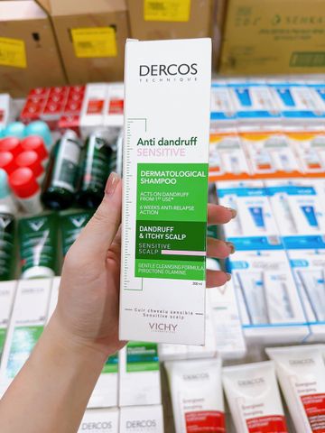 Dầu Gội Vichy Dercos Giảm Gàu Cho Da Nhạy Cảm 200ml - Chăm Sóc Tóc, Giúp Tóc Bóng Mượt, Không Paraben