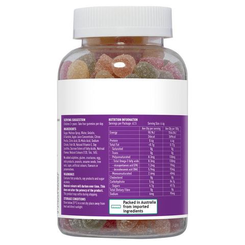 Kẹo dẻo bổ sung Omega3 Kid Gummy Omega3 hãng Healthy Care Úc hộp 250 viên hỗ trợ phát triển trí não và thị giác