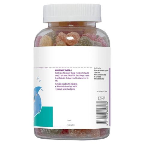 Kẹo dẻo bổ sung Omega3 Kid Gummy Omega3 hãng Healthy Care Úc hộp 250 viên hỗ trợ phát triển trí não và thị giác