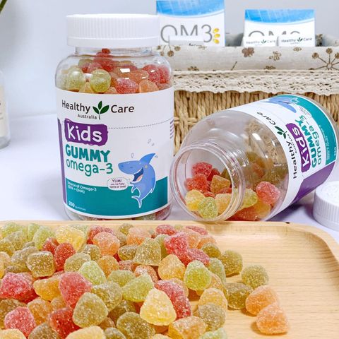 Kẹo dẻo bổ sung Omega3 Kid Gummy Omega3 hãng Healthy Care Úc hộp 250 viên hỗ trợ phát triển trí não và thị giác