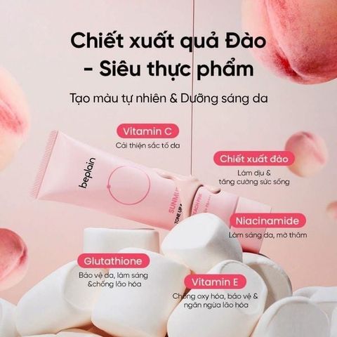 Kem Chống Nắng Beplain Sunmuse Tone Up & Correcting Sunscreen Peach Pink 50ml [hàng nhập khẩu]