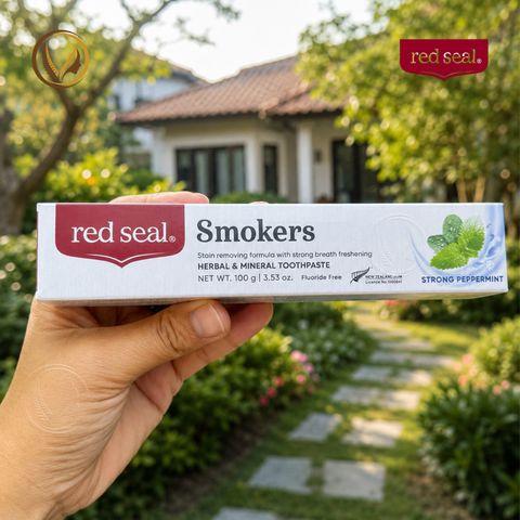 Kem đánh răng loại bỏ ố vàng, khử mùi hôi do hút thuốc lá Red Seal Smokers Toothpaste Strong Peppermint 100g