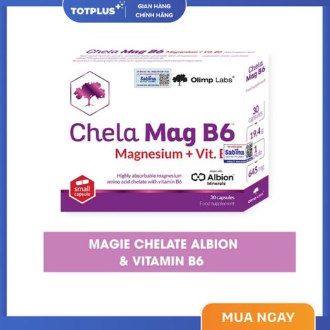 Chela Mag B6 - Bổ Sung Magie Bisglycinate & Vitamin B6, Hỗ Trợ Giảm Tê Bì, Đau Mỏi Cơ, Giúp Ngủ Ngon