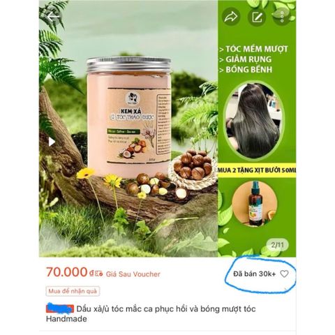 Dầu xả mắc ca phục hồi, dưỡng tóc bóng mượt [Mua 2 tặng xịt bưởi]